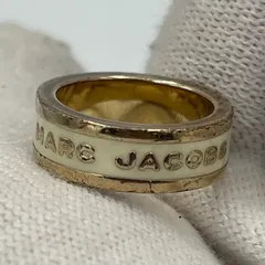 🔳 【MARC JACOBS】ロゴリング 指輪 ゴールド×アイボリー 約13号 ユニセックスのサムネイル