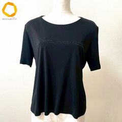 極美品 近年 レオナール ブラウス 大きいサイズ 42 ラインストーン 黒