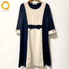 #anc ギャラリービスコンティ GALLERY VISCONTI ワンピース 3 黒 ベージュ リボン 花モチーフ 日本製 美品 レディース [982409]
