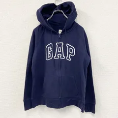 古着 used　GAP　ギャップ　フルジップスウェットパーカー/フーディー　デカロゴ　紺　ネイビー　Lサイズ
