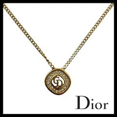 【Dior】CDロゴ ネックレス ゴールド/金カラー ラインストーン ひし形 ペンダント ヴィンテージ Christian Dior/クリスチャンディオール (SER-6161①)