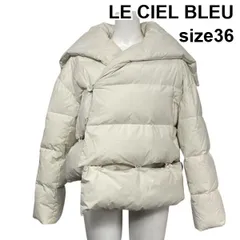 ■ ルシェルブルー LE CIEL BLEU ピールパファージャケット 長袖 ミドル丈 2WAY アイボリー ダウン フェザー 36 M 9号 レディース S5Y556のサムネイル