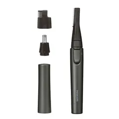 フェイスシェーバー メンズ 乾電池式 1台4役(フェイス/まゆ/ノーズ/イヤー) アタッチメント 鼻毛カッター スリムヘッド 2wayまゆコーム パーツ 水洗いOK グレー エレコム