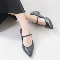 [スムースブラック]パンプス 幅広 4E ストラップ ポインテッドトゥ ローヒール 太ヒール チャンキーヒール 痛くない 柔らかい 疲れない 歩きやすい 軽量 フォーマル 仕事用 立ち仕事 冠婚葬祭 結婚式 日本製 黒 ブラック k45-354120