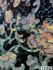 小紋 縫取り 南天紋様 紋意匠 サファイアブルー色 正絹 反物 小紋 縫取り 南天紋様 紋意匠 サファイアブルー色 正絹 反物 FU014