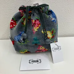 7795　美品　FEILER　フェイラー　ポーチ　 小物入れ　コスメケース　巾着型　 ハイジ　ハイジフレンズフォレスト　 グレー系　シュニール織り　 タグ付き　レディース
