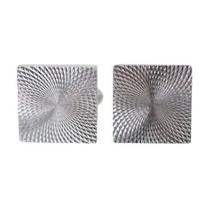 LionStar スクエア カフス 幾何学模様 シルバー 31×31(mm) NT Bランク