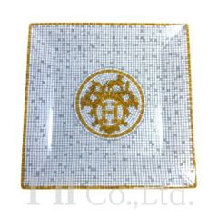 【未使用】エルメス プチカレ No3 〈モザイク 24〉ゴールド プレート 皿 HERMES エルメス モザイク24 No3 スクエアプレート P026043P 陶器