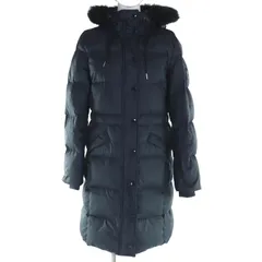 美品◇COACH コーチ ムートンファー・フード付き ロゴボタン 袖レザーワッペン ロングダウンコート ブラック S 正規品 レディース