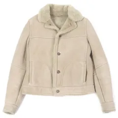 良品□EMMETI エンメティ 羊革 シングル 毛皮ジャケット ムートンジャケット ブルゾン  ベージュ 46 イタリア製 メンズ オススメ