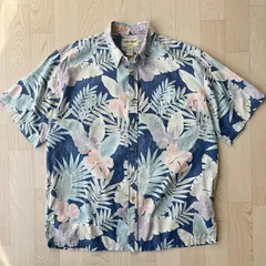 Cooke Street Honolulu 植物柄 青 半袖 シャツ 柄シャツ 総柄 派手 レトロ デザインシャツ