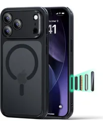 ★ESR iPhone 17 Pro Max ケース ワイヤレス充電 カメラボタン付き SGS認証 エアガードコーナー 黄変防止 耐衝撃 PC背面TPUバンパー 指紋防止 高耐久性 マグネット Qi2.2対応 Classic(フロストブラック)