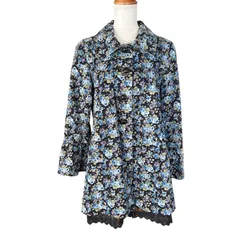 axes femme アクシーズファム 花柄×コート ネイビー  Mサイズ 美品