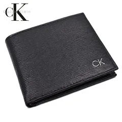【外箱不良】CK　カルバンクライン　Calvin Klein　二つ折り財布　ブラック　本革レザー　小銭入れ付き　キミング防止 財布