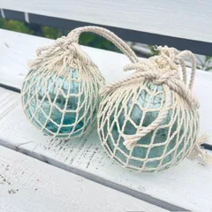 網入りビン玉約6cm「5.5～6.4cm」２個セット[海雑貨フィールザシー」浮き玉、ガラス玉、瓶球