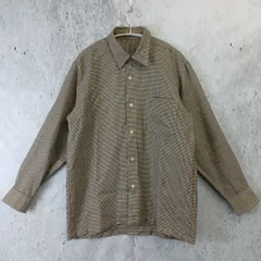 メンズ トップス 長袖 ボタン付き 千鳥柄 グリーン タグ無し 〇□