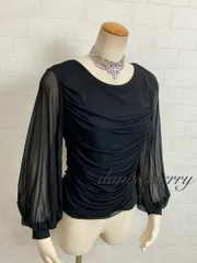 新品　長袖　社交ダンス　トップス　黒　バルーン袖　レッスン　ワルツ　2210