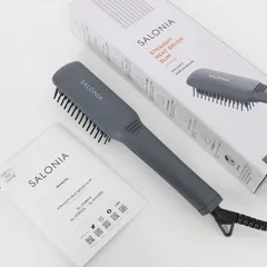 【美品】SALONIA ストレートヒートブラシ スリム SL-012GRS グレー ヘアアイロン サロニア 本体