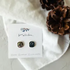 干支 馬 午 金継ぎ 陶器 ピアス イヤリング ノンホールピアス 小ぶり 小さい スクエア ゴールド 金 黒 ブラック シック 漆黒 イエロー 黄色 ピンク ギフト イベント プレゼント お正月 初詣