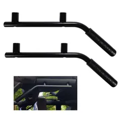 ジープ/Jeep JK ラングラー/Wrangler 2007~ フロントグラブハンドル アシストグリップ 専用設計 車内/室内 補助 手すり パイプ 運転席/助手席/後部座席 ハンドル グリップ リフトアップ カスタム 2個セット (リア用/ブラック)