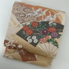 袋帯 正絹 西陣織 唐織 扇面に美しい加工 六通 MA-2687