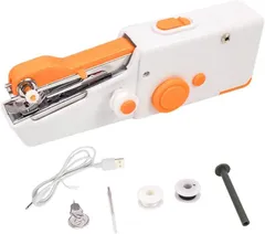 MaT store ハンディミシン 小型 ハンドミシン コンパクト ミニ 初心者 裁縫 (オレンジ)