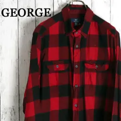 USA古着 GEORGE 人気モデル 赤ｘ黒 バッファローチェック ネルシャツ