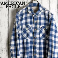 USA古着 アメリカンイーグル コトンフランネルシャツ 人気ブルーチェック