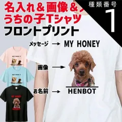 種類1:WHITE/S うちの子プリントTシャツ 愛犬の名入れ＆写真プリント＆メッセージ フロント胸中央プリント 半袖Tシャツ 5.6oz 愛犬と親子コーデもできます[返品交換不可]
