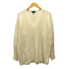 セオリー Theory ニットセーター Vネック カシミヤ混 ウール混 無地 長袖 S 白 ホワイト