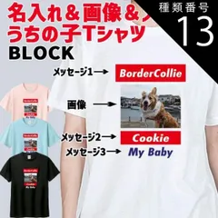 種類13:BLACK/S 愛犬の名入れ＆写真プリント＆メッセージ うちの子Tシャツ BLOCKタイプ フロント中央プリント 半袖Tシャツ 5.6oz 愛犬と親子コーデもできます[返品交換不可]