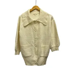 ハッシュアッシュ HusHusH ニット セーター カーディガン 長袖 無地 ウール混 511-33119 2 アイボリー