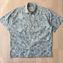 Sunset サンセット アメリカ製 USヴィンテージ レイクブルー 花柄 半袖 シャツ 総柄 派手 レトロ デザインシャツ