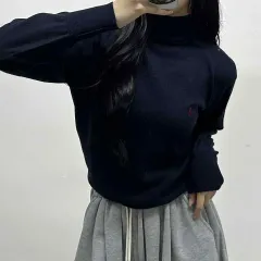 ポロ ラルフローレン ネイビー ウール100% タートルネック ニット (95)