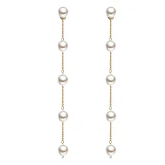 ROSELLA パールピアス 垂れ下がり ロングチェーン パール 両耳用2つ入り ロングピアス 揺れる お洒落 結婚式 パーティー 二次会 レディース