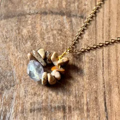 t45.グリーンフローライトとラフジャスパーのネックレス 天然石 ナチュラル アクセサリー