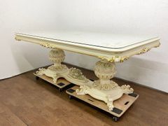 イタリア製ロココクラシック 伸縮ダイニングテーブル 装飾彫刻