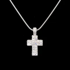 美品★SWAROVSKI スワロフスキー ネックレス クロス 立体 パヴェ クリスタル