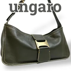【極美品】ungaro ウンガロ　ワンハンドルバッグ　肩掛けバッグ　手提げバッグ ハンドバッグ　濃グリーン　レザー　本革　お出かけ　普段使い　日常使い　レディース　通勤　通学　おでかけ　おしゃれ　カバン　鞄　かばん　ブランド