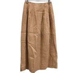 OG38 マーガレットハウエル チェック柄リネンロングスカート ベージュ 麻