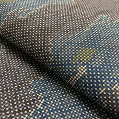 本場大島紬 単衣 一元式 裄65 幾何学模様 正絹 着物 MK-2512