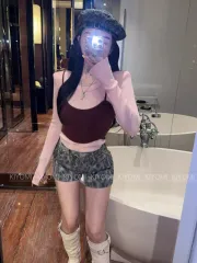 (当日) 2162 ビスチェレイヤードTシャツ - ブラック ピンク ブルー