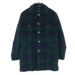 美品 youth sanyo ユースサンヨー チェック柄 長袖 ウールコート LL グリーン系 メンズ 古着