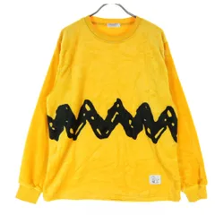 PEANUTS ピーナッツ 長袖 フリース トレーナー L オレンジ系 スヌーピー チャーリーブラウン メンズ 古着