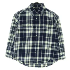 美品 POLO RALPH LAUREN ポロラルフローレン チェック柄 長袖 コットンシャツ 120 ネイビー系 キッズ 古着