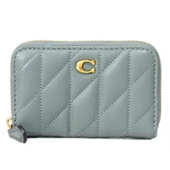 コーチ カードケース COACH レザー キルティング ピロー ロゴ スモール ジップ アラウンド スクエア スリム コインケース セージ CM505