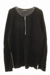 クロムハーツ CHROME HEARTS レザーパイピング ダガー ハーフジップ カシミア ニット クロスボール 裾ジップ ブラック 【ブランド古着ベクトル】【中古】☆AA★251220のサムネイル