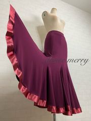 新品 フレアー最大 サテン パソドブレ スカート 社交ダンス ベージュ