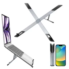 【理学療法士監修】Zenflux PCスタンド【超コンパクト・超軽量】 ノートパソコンスタンド 姿勢改善 安定感 折りたたみ式 laptop stand パソコン台 卓上 持ち運び 10-16インチ 収納ポーチ付 (スペースグレイ) [スペースグレイ]