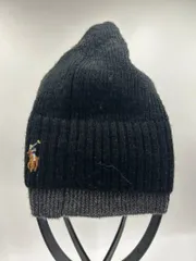 POLO RALPH LAUREN ポロ ラルフローレン ロゴ ワンポイント 刺繡 ニット帽 ビーニー 帽子 キャップ ブラック グレー
